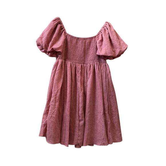 A Collective Story Puff Sleeve Babydoll Minidress pink women’s  sz medium - Picture 8 of 9